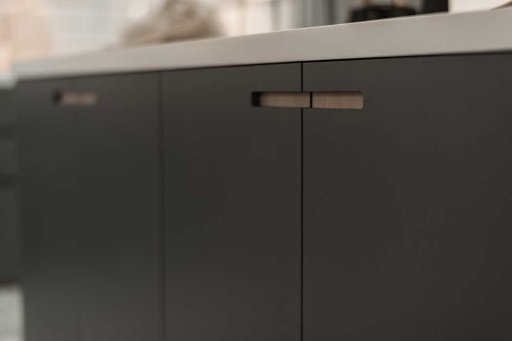 Scandinavian Kitchen with Countertop and Vinyl Flooring