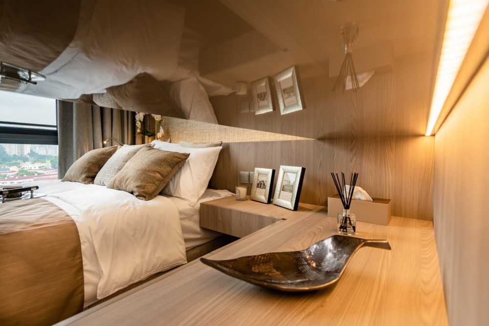 Asian Bedroom with Drop Light and Wardrobe