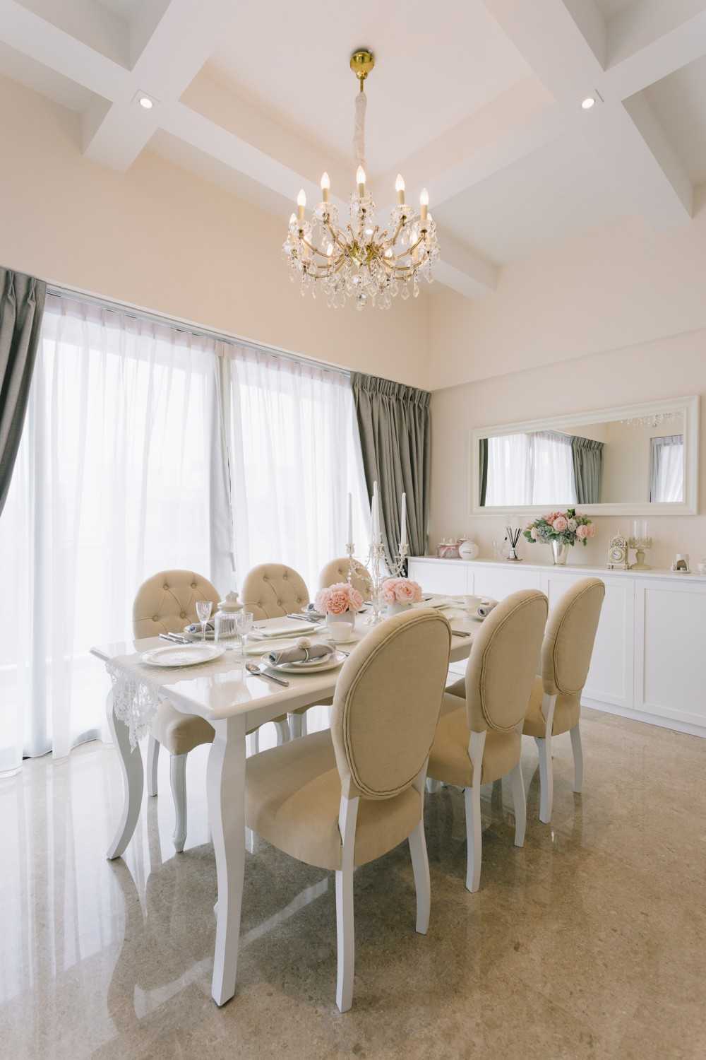 Country Dining Room with Drop Light and Cove Lighting