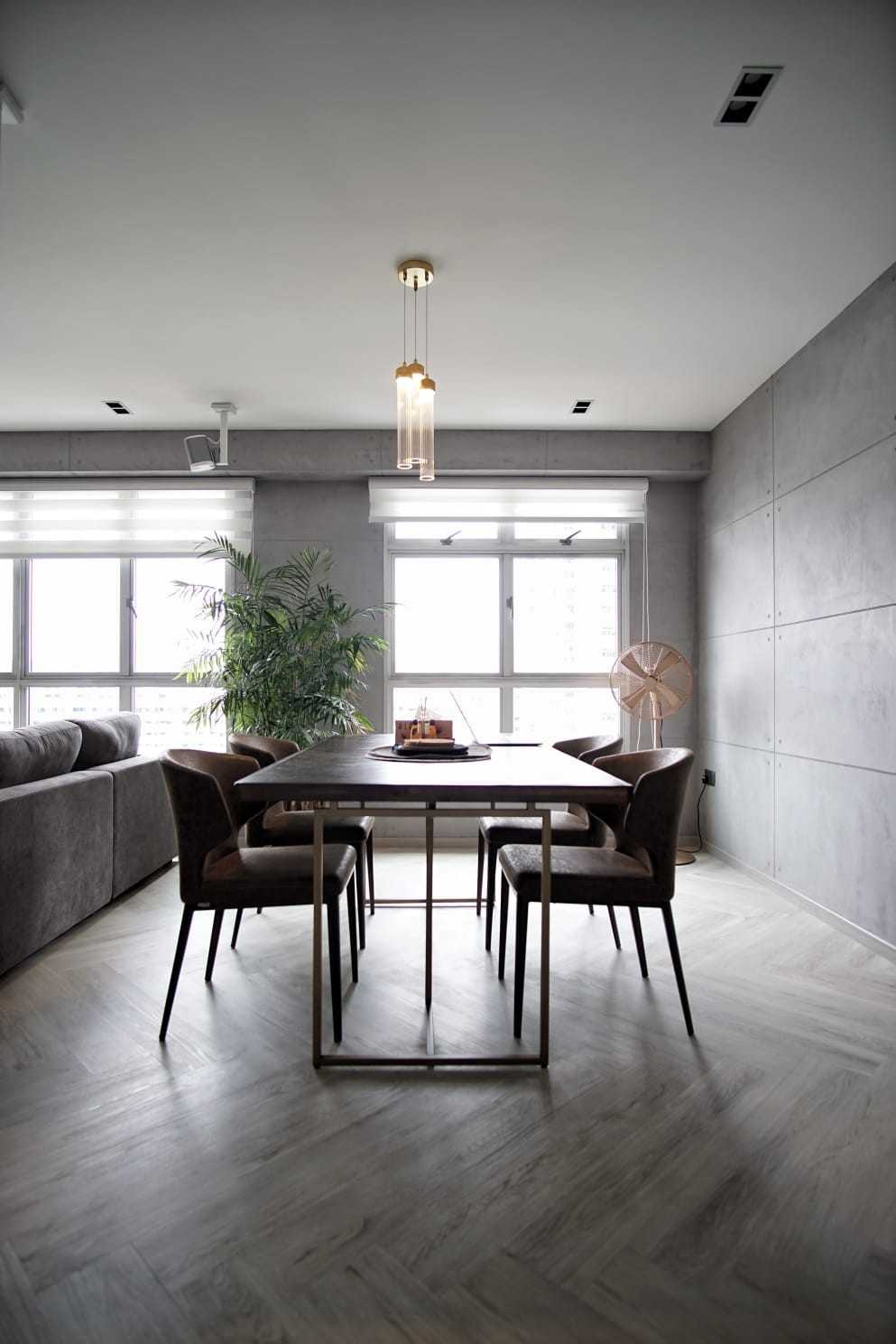 Minimalist Dining Room with Seating Bench and Console Table