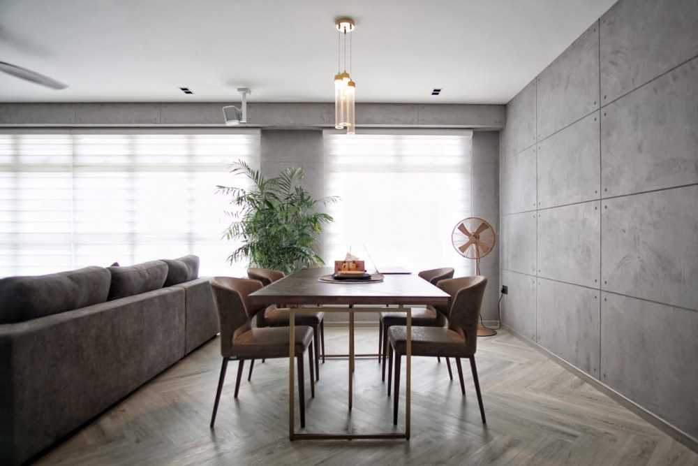 Minimalist Dining Room with Dining Table and Tableware