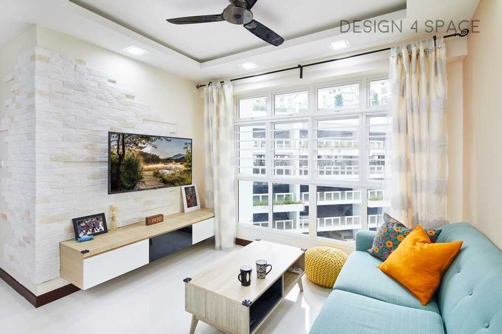 Modern Bedroom with Wood Flooring and Bay Window