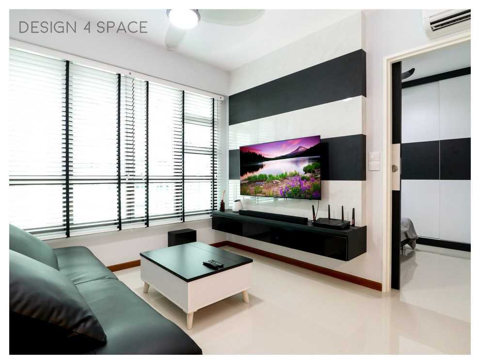 Contemporary Living Room with TV Console and Feature Wall