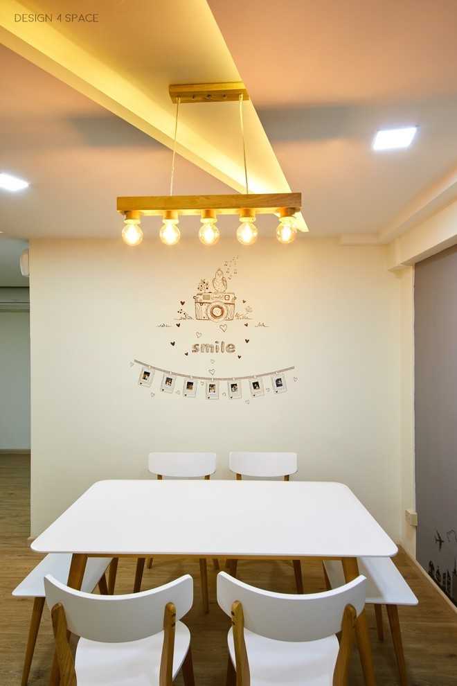Scandinavian Dining Room with Dining Table and Dining Chairs