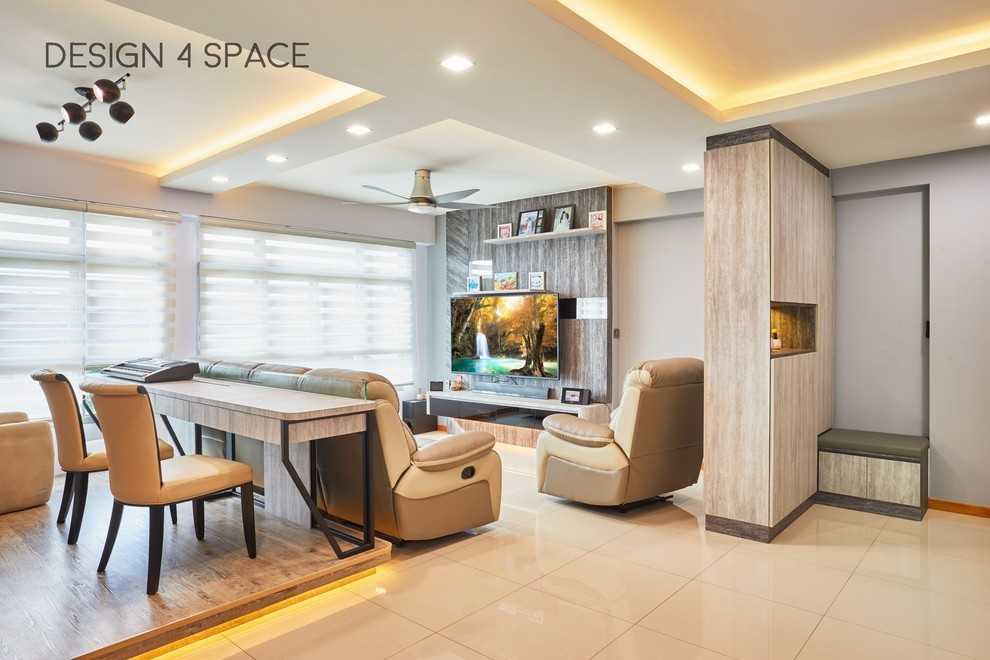 Modern Living Room with TV Console and Drop Light