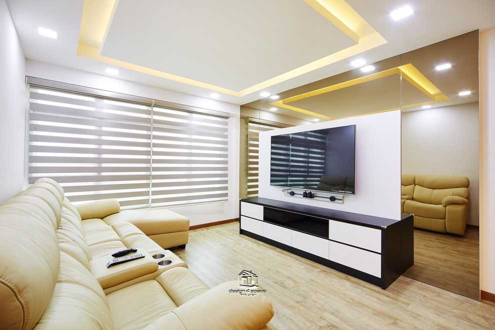 Modern Living Room with Vinyl Flooring and Sofa