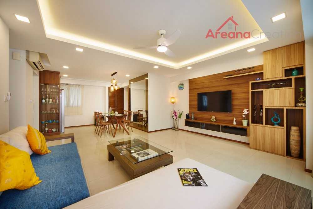 Contemporary Living Room with TV Console and Feature Wall