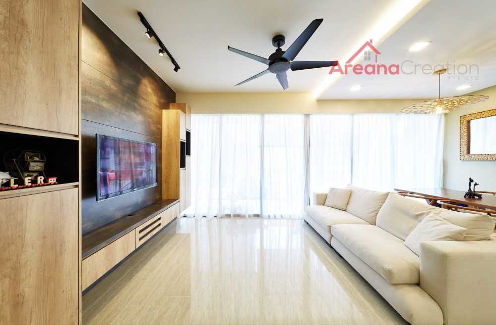 Contemporary Living Room with TV Console and Feature Wall
