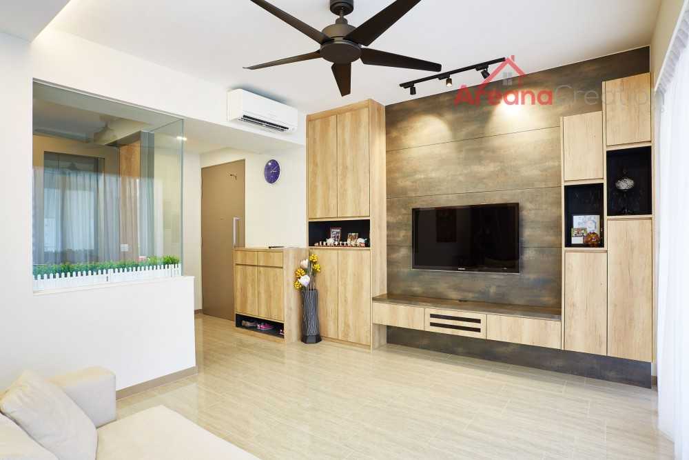 Contemporary Living Room with TV Console and Feature Wall