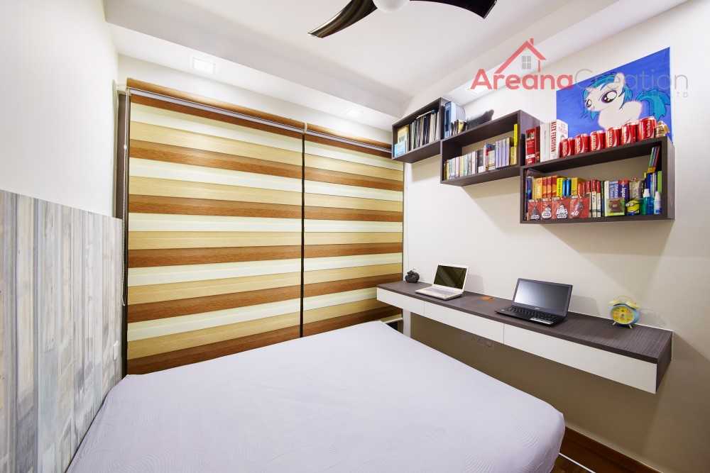 Contemporary Bedroom with Vinyl Flooring and Queen Bed