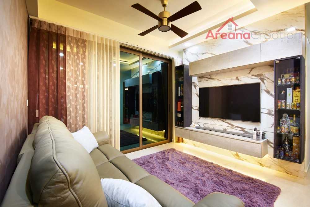 Contemporary Living Room with Vinyl Flooring and TV Console