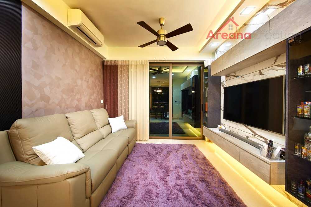 Contemporary Living Room with Homogeneous Tiles and Wood Flooring