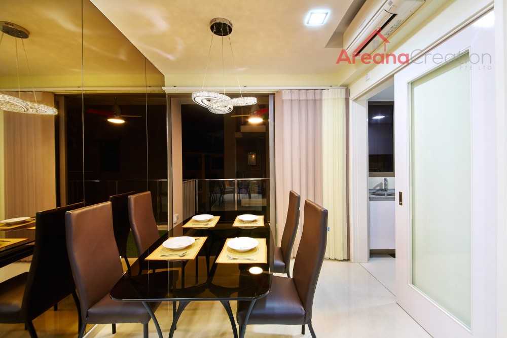Contemporary Dining Room with Drop Light and Cove Lighting