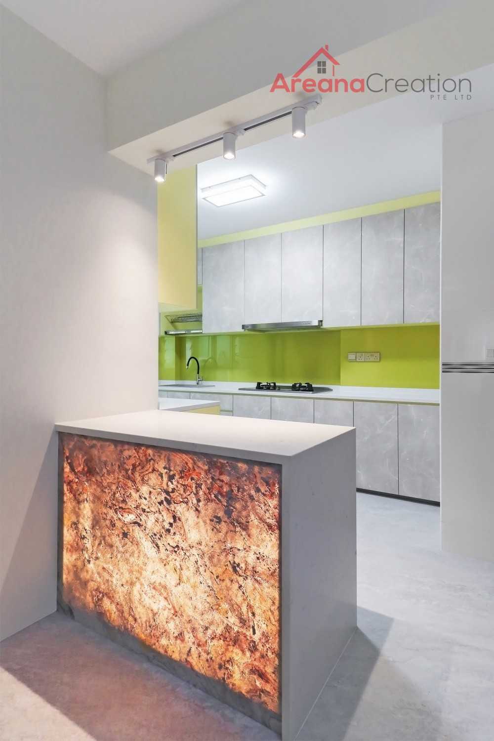 Contemporary Kitchen with Vinyl Flooring and Wood Flooring