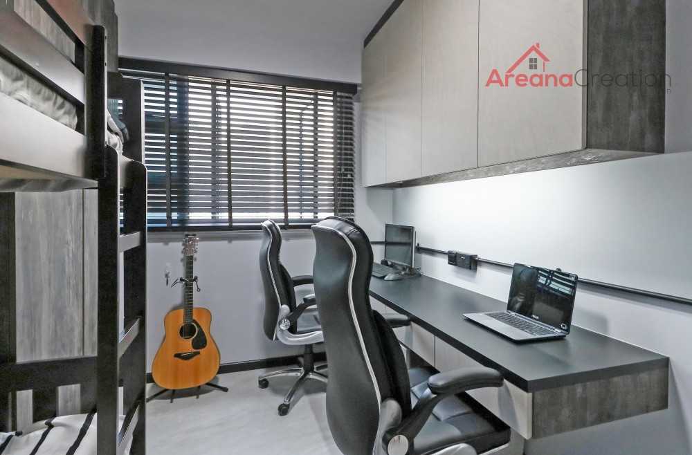 Contemporary Study with Desk and Desk Chairs