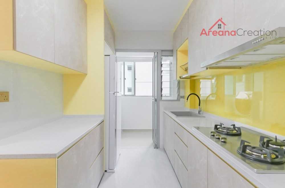Contemporary Kitchen with Wood Flooring and Kitchen Window