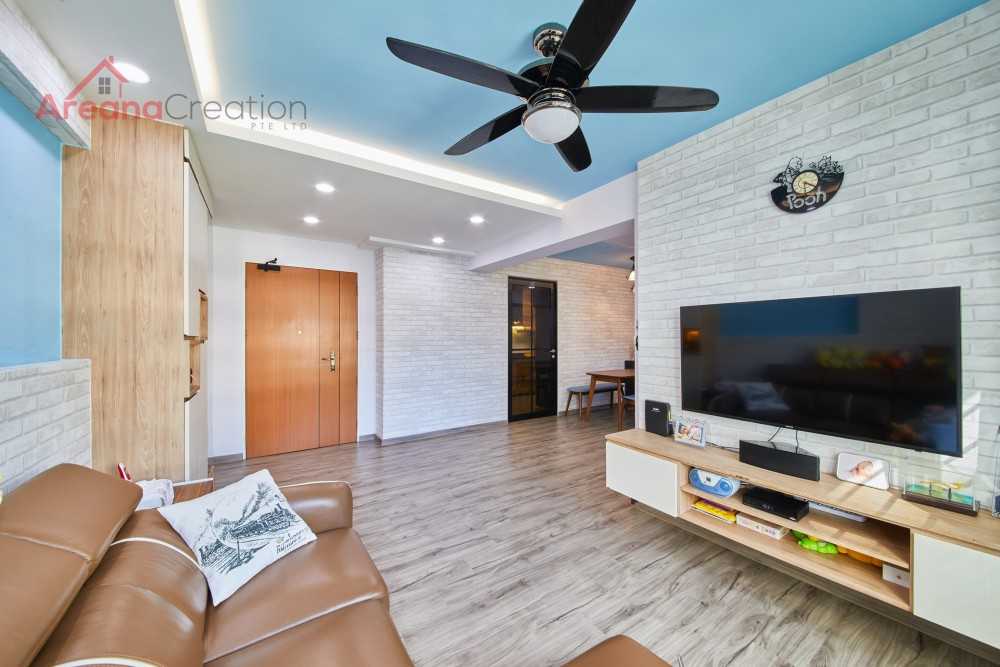 Contemporary Living Room with TV Console and Feature Wall