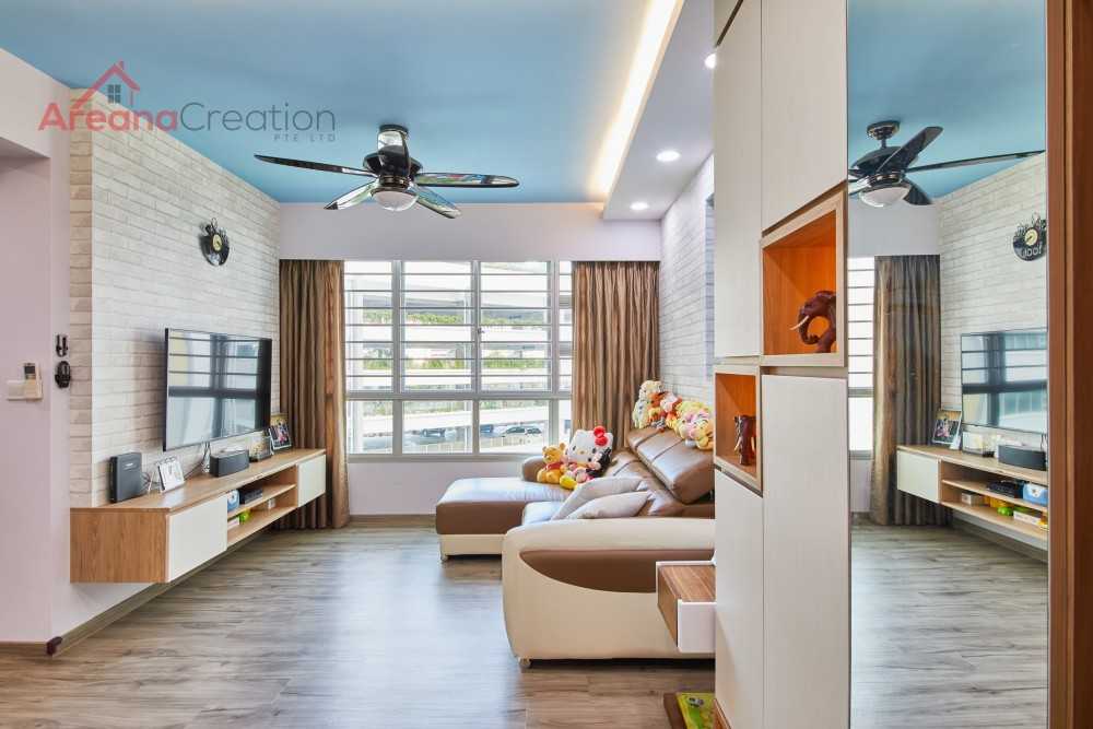 Contemporary Living Room with Cove Lighting and Drop Ceiling
