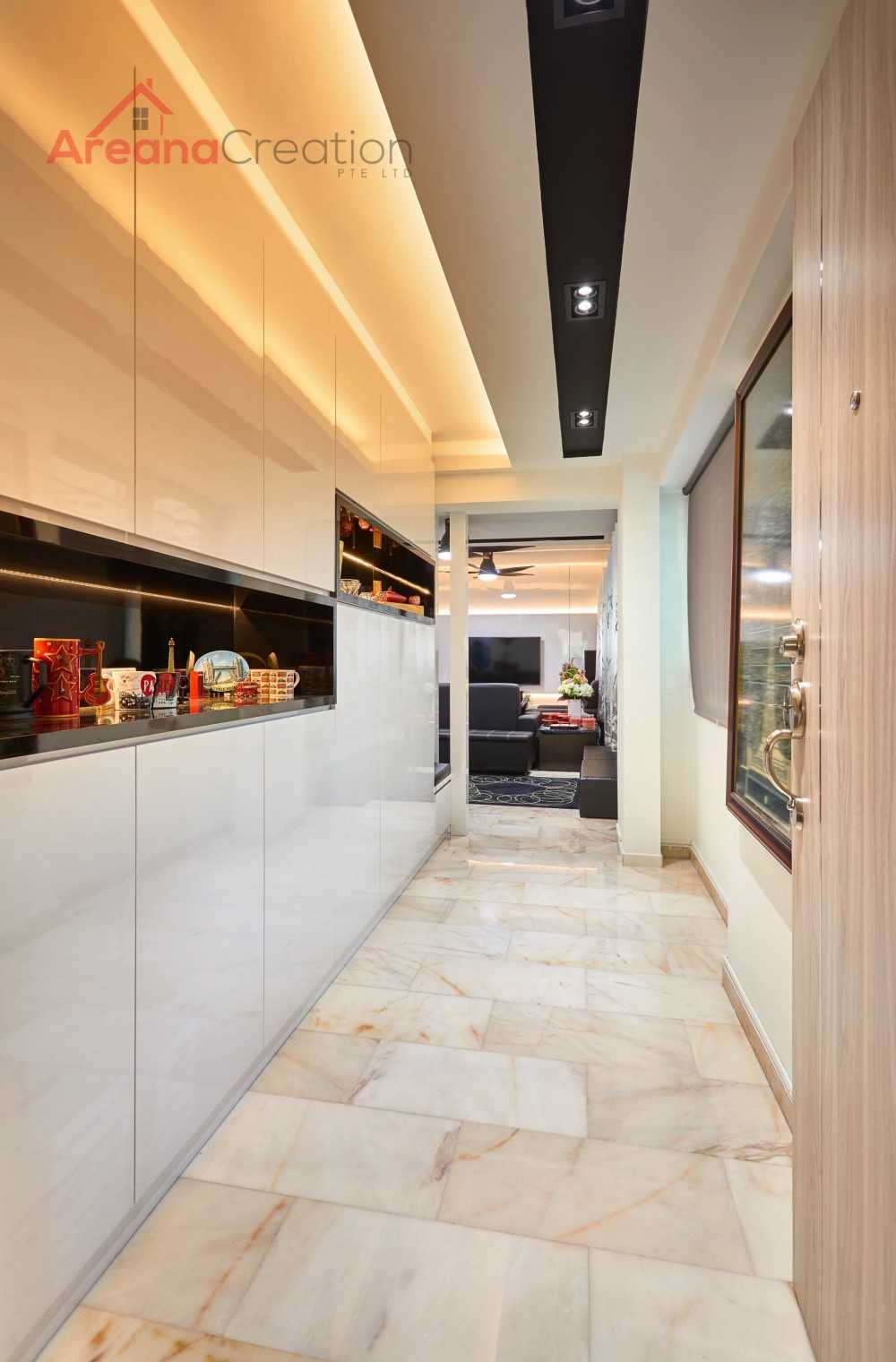 Modern Living Room with TV Console and Drop Ceiling