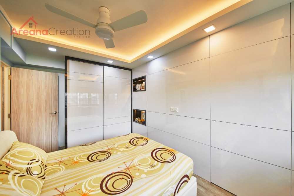 Modern Bedroom with Platform Bed and Vinyl Flooring