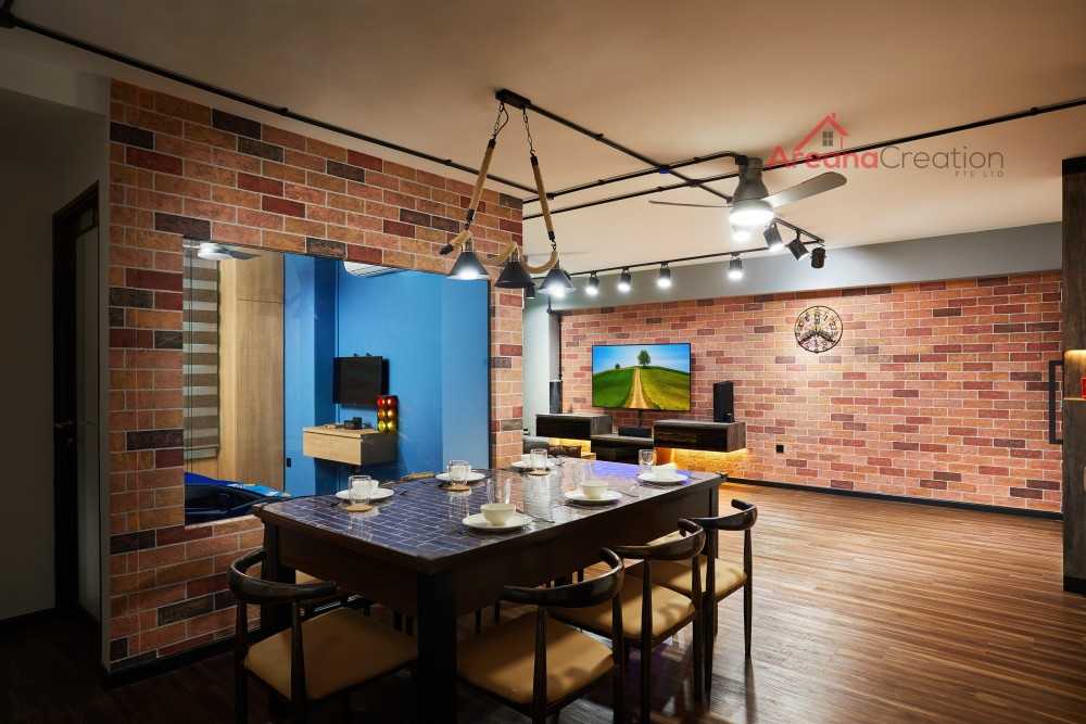 Industrial Dining Room with Dining Table and Dining Chairs