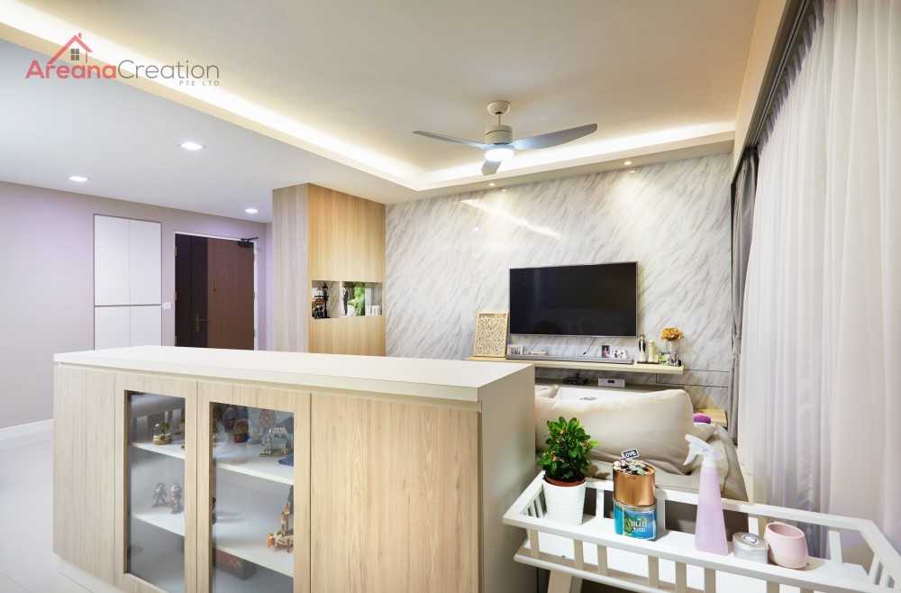 Transitional Living Room with Feature Wall and Sofa