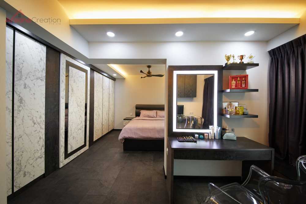 Contemporary Bedroom with Cove Lighting and Drop Ceiling