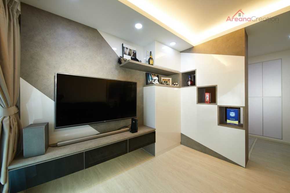 Contemporary Living Room with TV Console and Sofa