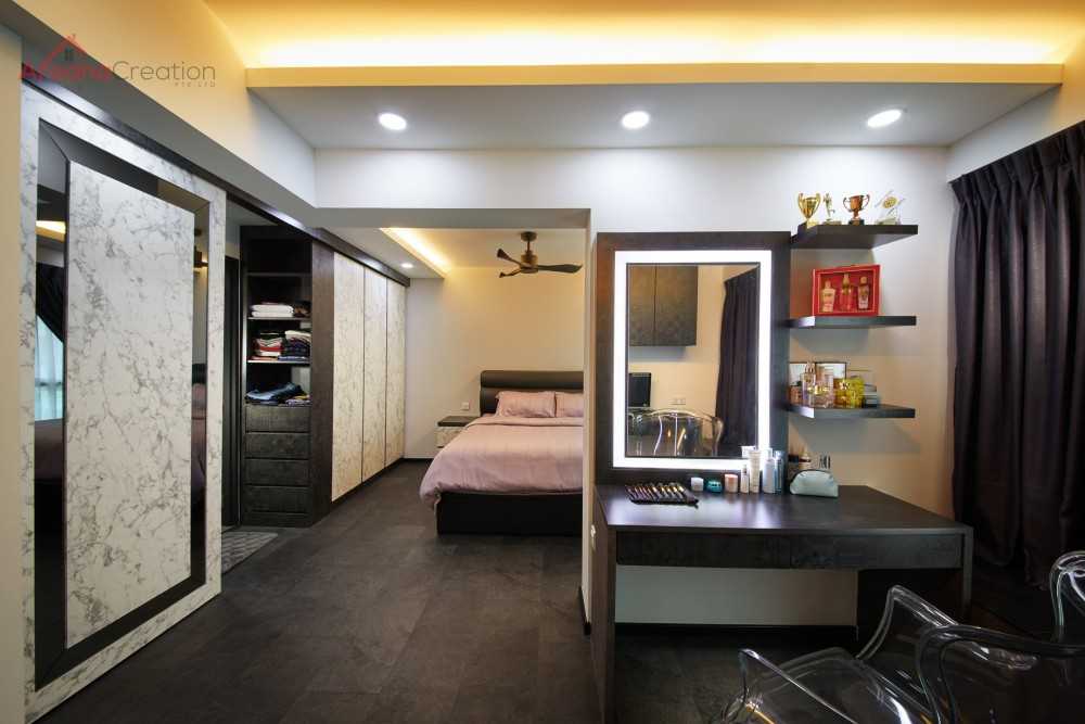 Contemporary Bedroom with Drop Ceiling and Ceiling Light