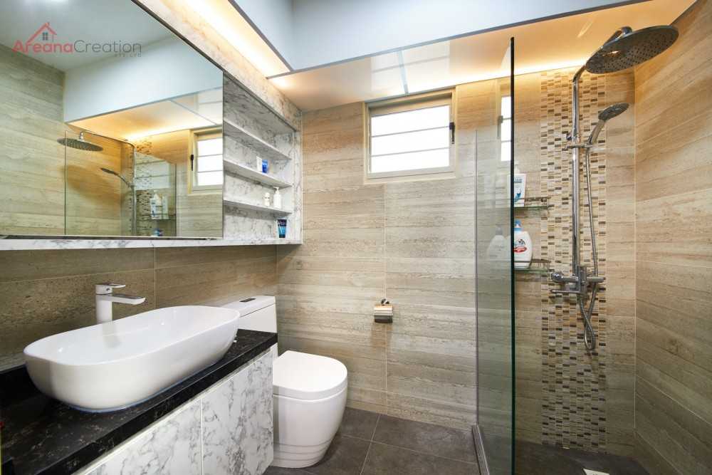 Contemporary Bathroom with Vinyl Flooring and Mirror