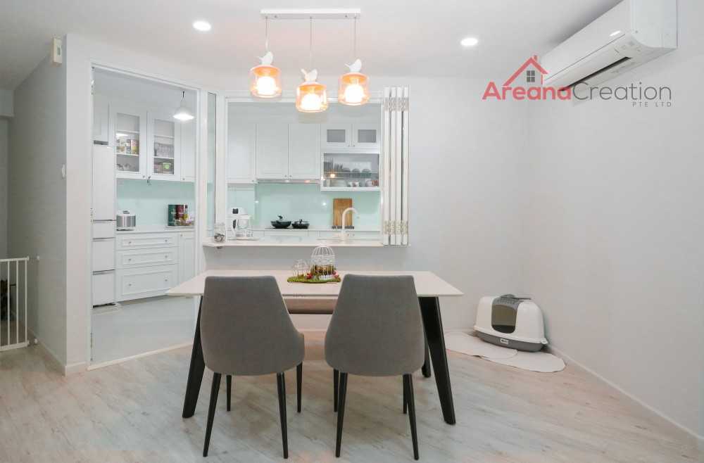 Minimalist Dining Room with Drop Ceiling and Downlights