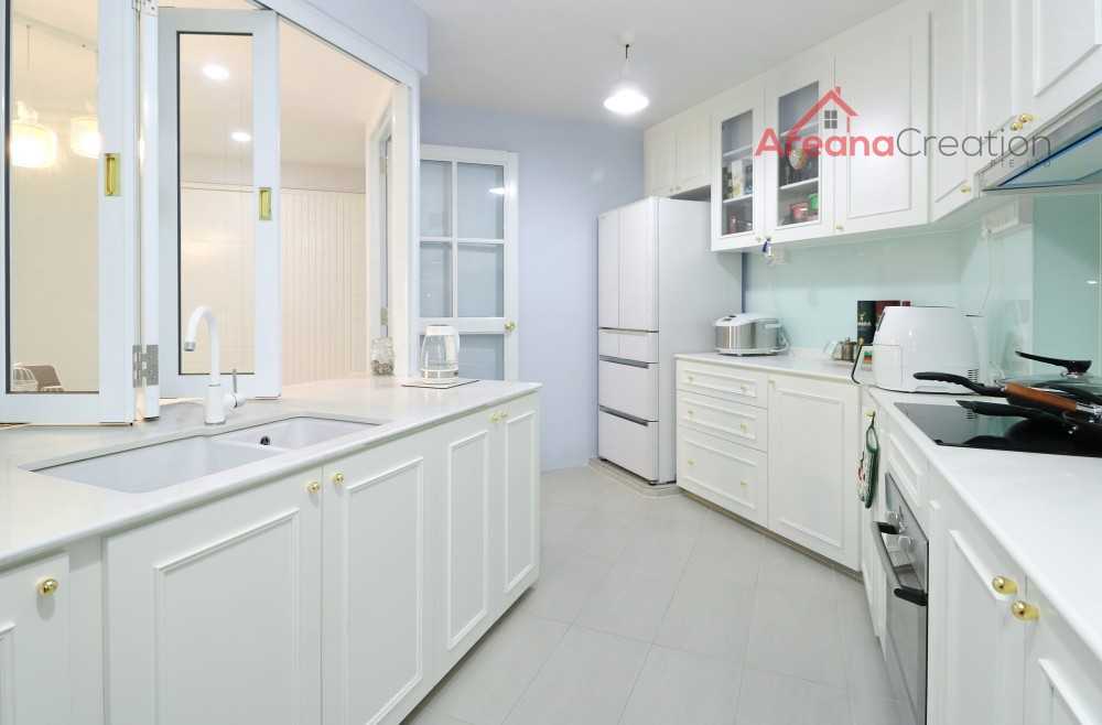 Minimalist Kitchen with Homogeneous Tiles and Kitchen Window